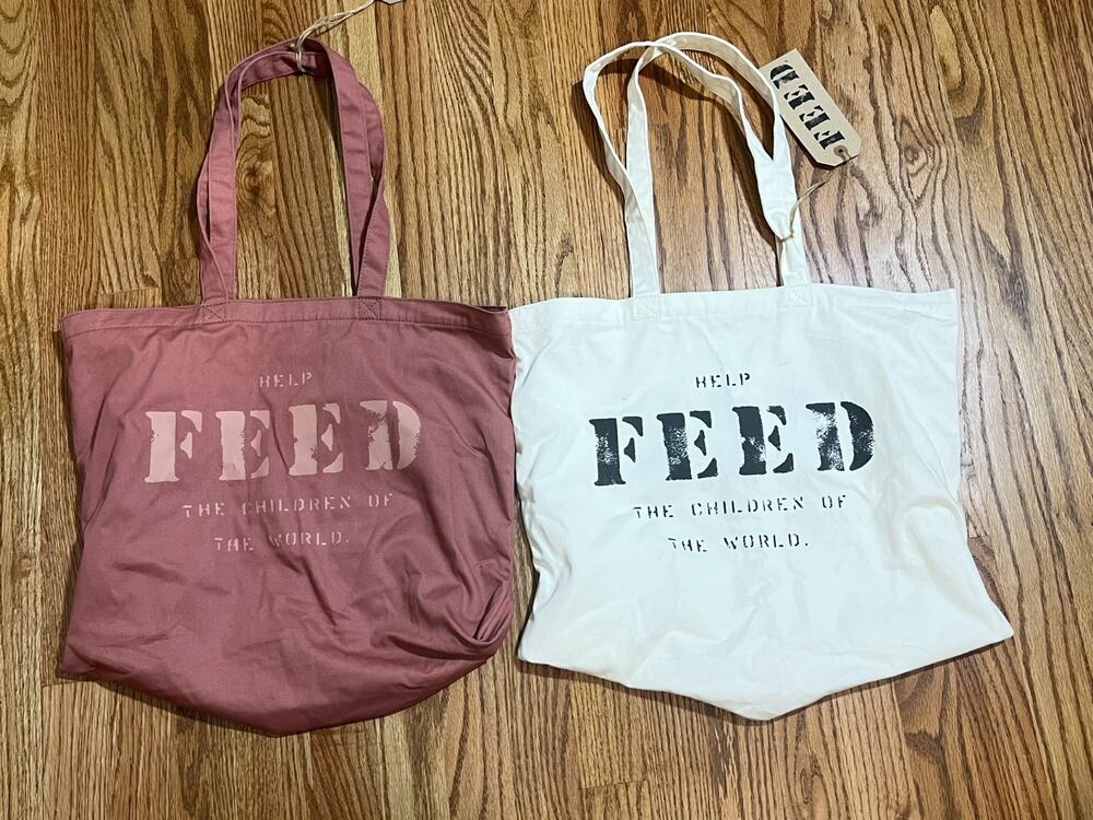 Lot of 2 NWT Feed Projects 10 Canvas Tote Market Bags Lightweight Foldable